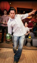 Having fun at Christmas party