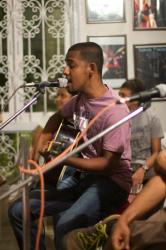 performing with my band