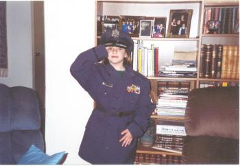 As a kid, in grandpa's uniform